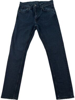 Nudie Jeans Co Mens 30x30 Blue Denim Lean Dean In Black Skies Slim Stretch Italy